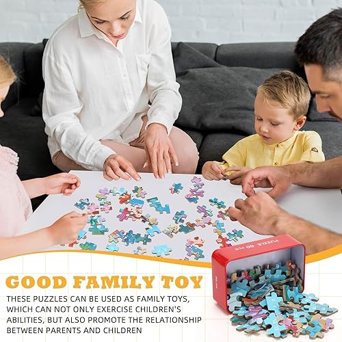 Miniatura 7 de Libima Rompecabezas de 9 cajas de recuerdos de fiesta en una caja de metal para edades de 4 a 8 años, rompecabezas de madera para niños y niñas de 4