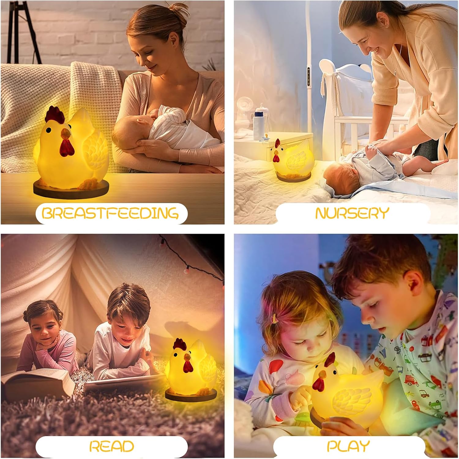 Cute Chicken Egg Night Light for Kids, Battery Powered Resin Lamp, Baby Nursery Nightlight for Kids Room Decor, Funny Chicken Birthday Gift