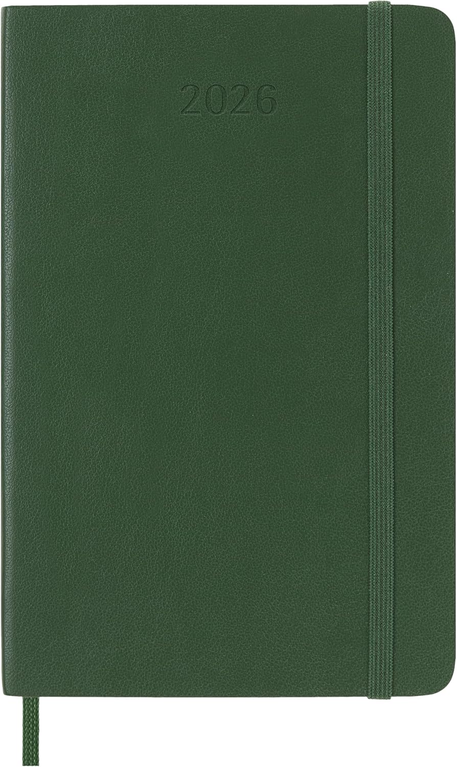 Moleskine Classic 12 Month 2026 Daily Planner, Soft Cover, Pocket (3.5" x 5.5"), Myrtle Green, 400 pages
