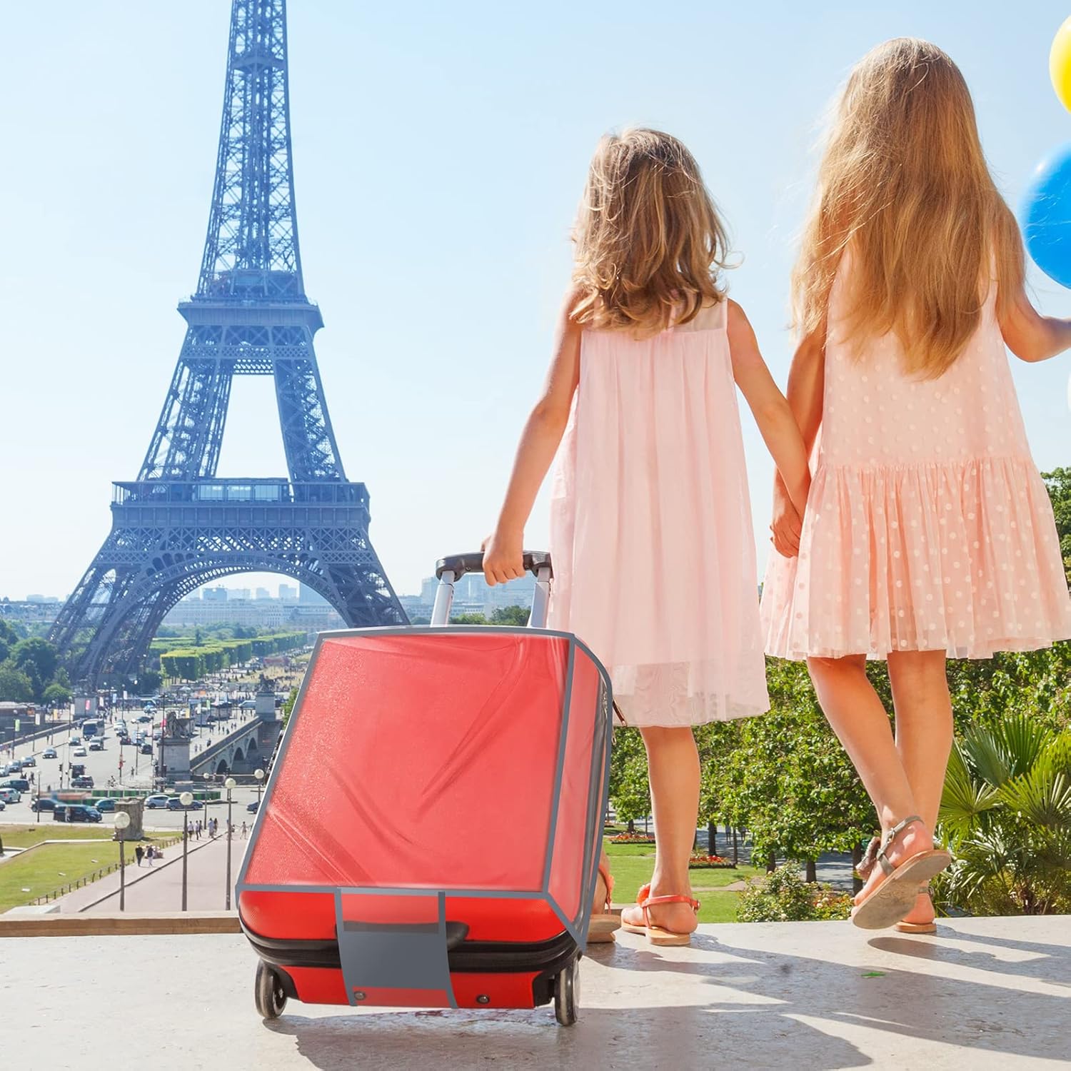 Sadnyy 3 Pieces Clear Luggage Cover PVC Suitcase Luggage Protector Waterproof Cover(Gray Border,Regular Style) - Image 6