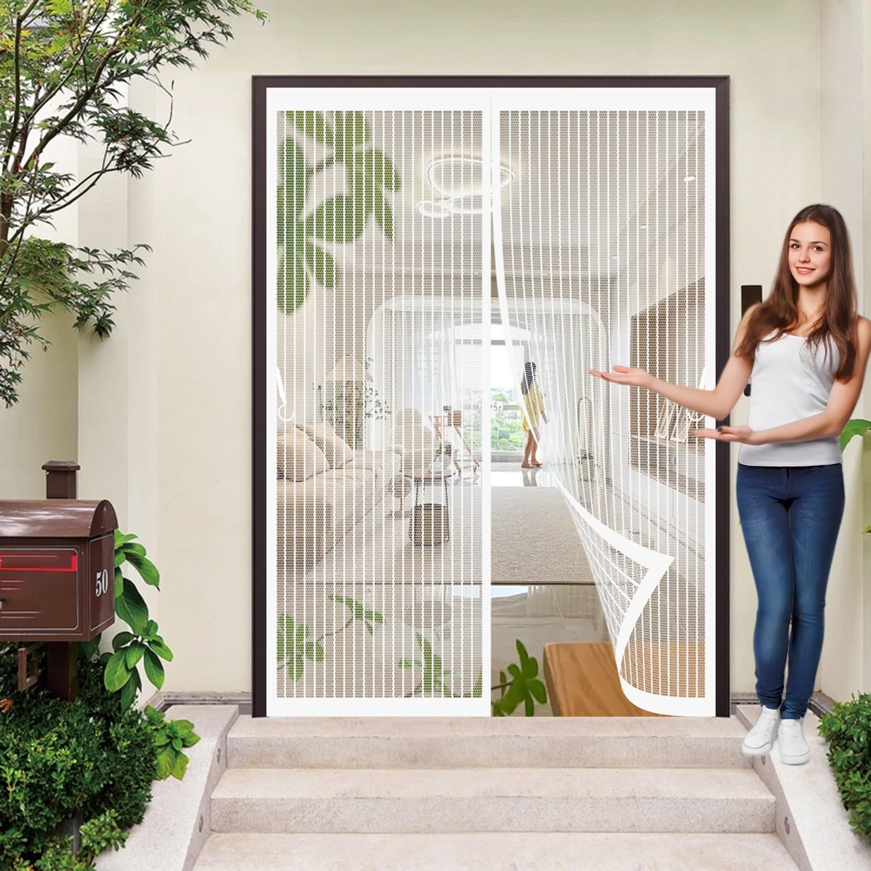 Moustiquaire porte magnétique 112 x 270 cm anti-moustiques sans perçage blanc