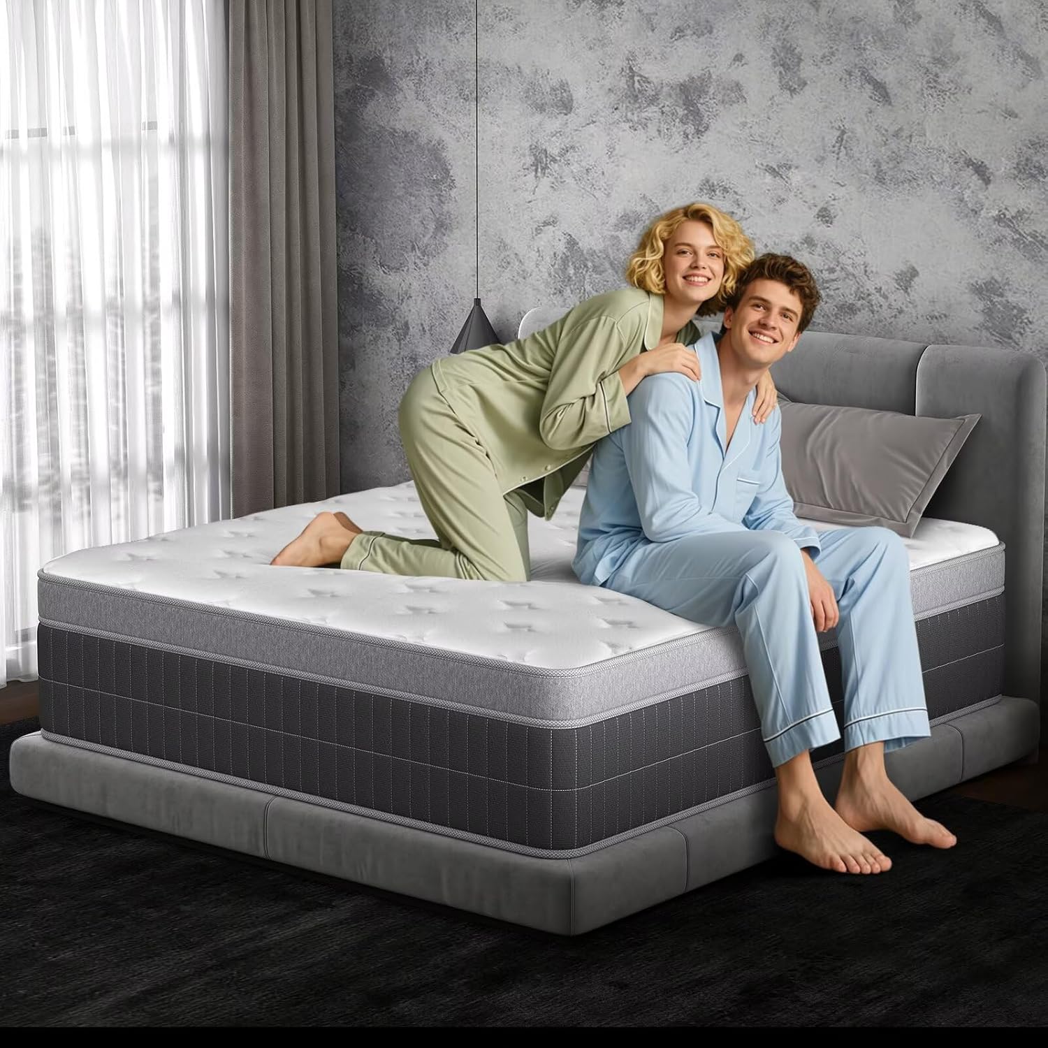 inight Queen Mattress 12 Inch, Individual Wrapped Pocket Springs Zoned Hybrid Mattress with Gel Memory Foam, Ergonomic Pressure Relief, Enhanced Edge Support, Breathable Comfort Night, 365-Night Trial