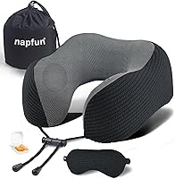 Vista 11 de napfun Almohada cervical para viajar, almohada cervical de viaje mejorada para avión, almohada de viaje de espuma viscoelástica 100% pura