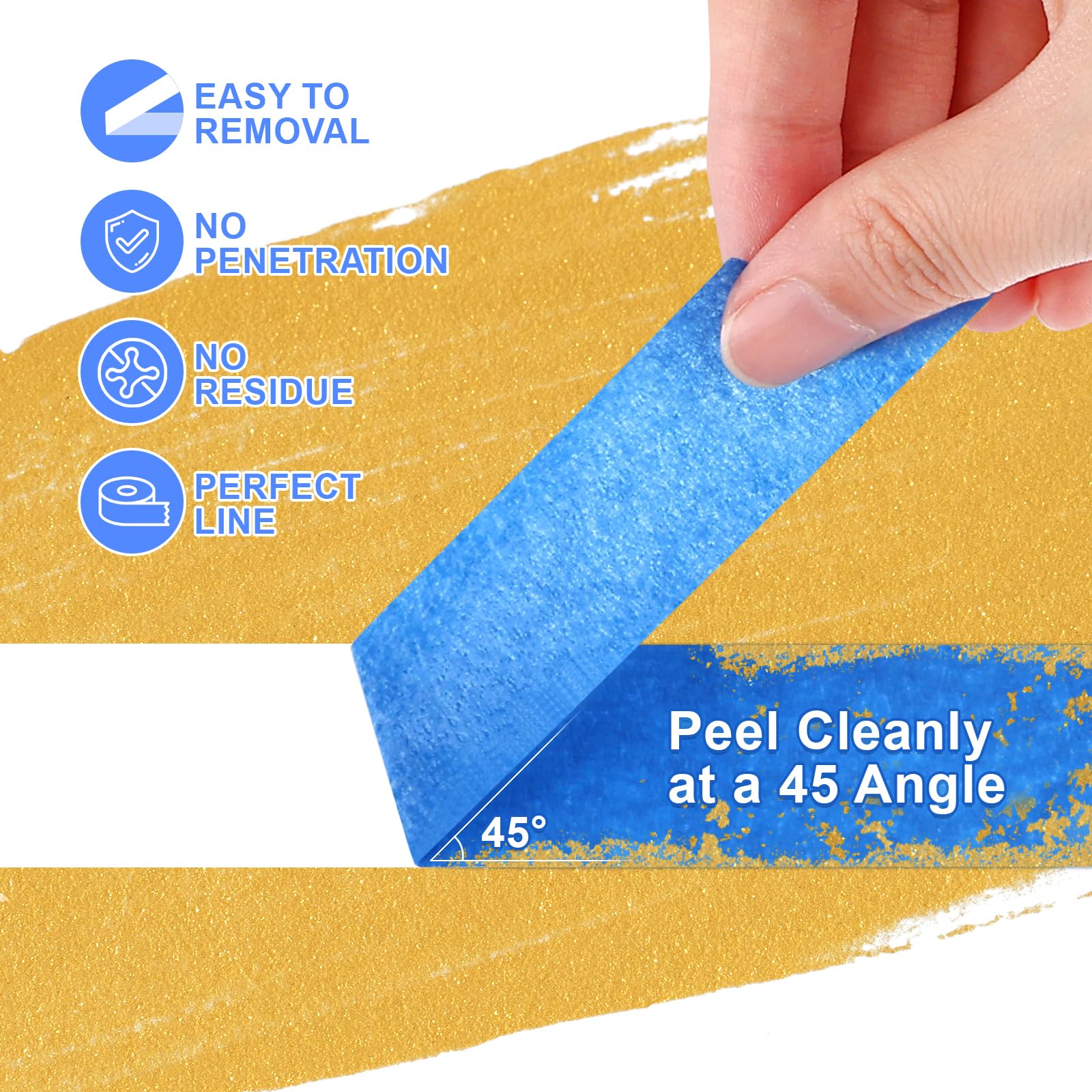 NEOACT 12 rotoli di nastro blu per pittori, 5,1 cm x 30,9 m, nastro coprente multi-superficie, nessun residuo, nastro per pittori per pittura murale, miglioramento della casa, imballaggio, artigianato