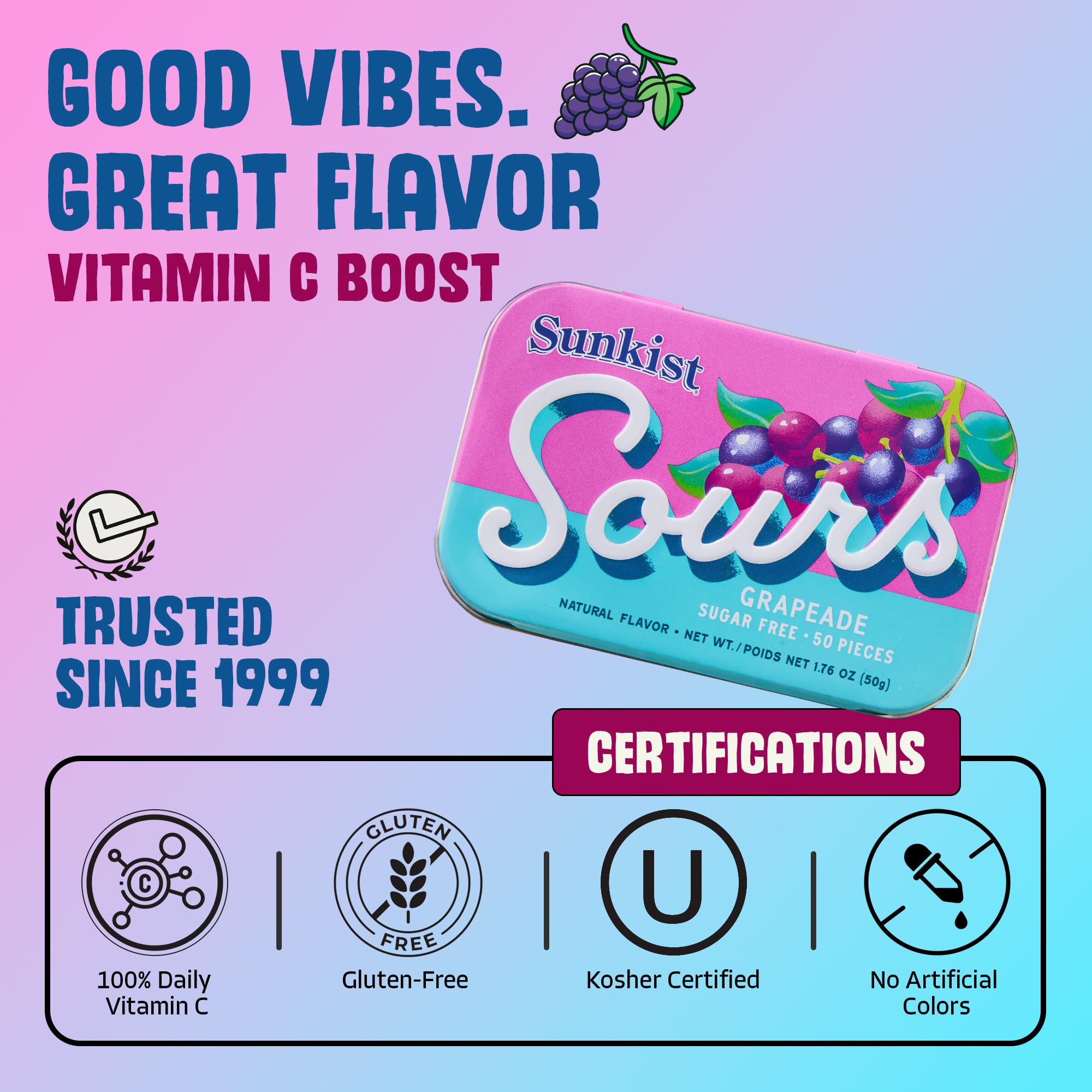 Amazon.com : Sunkist Sours Grapeade, Vitamin C, Sugar Free Sour