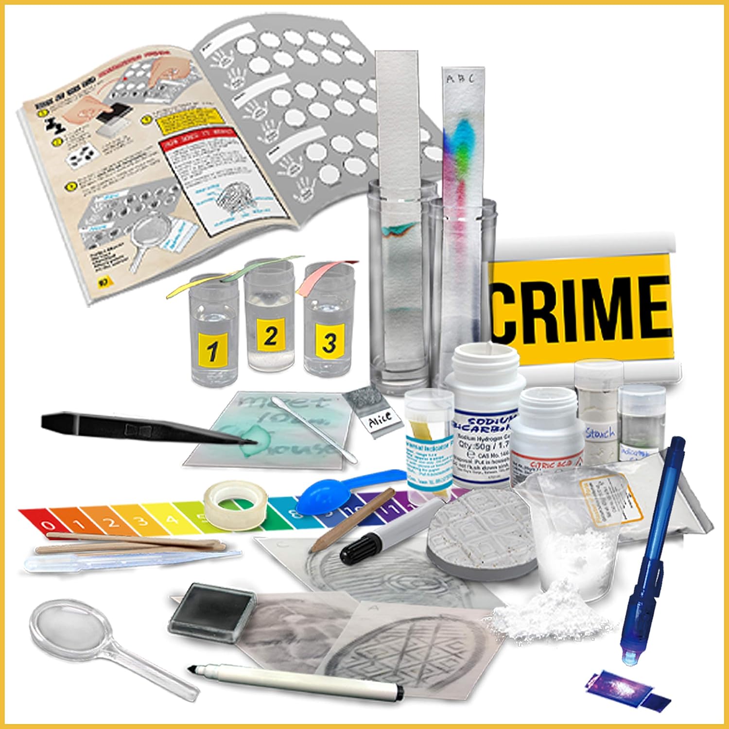 WILD! Science WS103XL Crime Scene Investigation - Forensic Science Kit - Ages 8+ - Match Fingerprints, Analyze DNA, Find Secret Messages and More! : Toys & Games