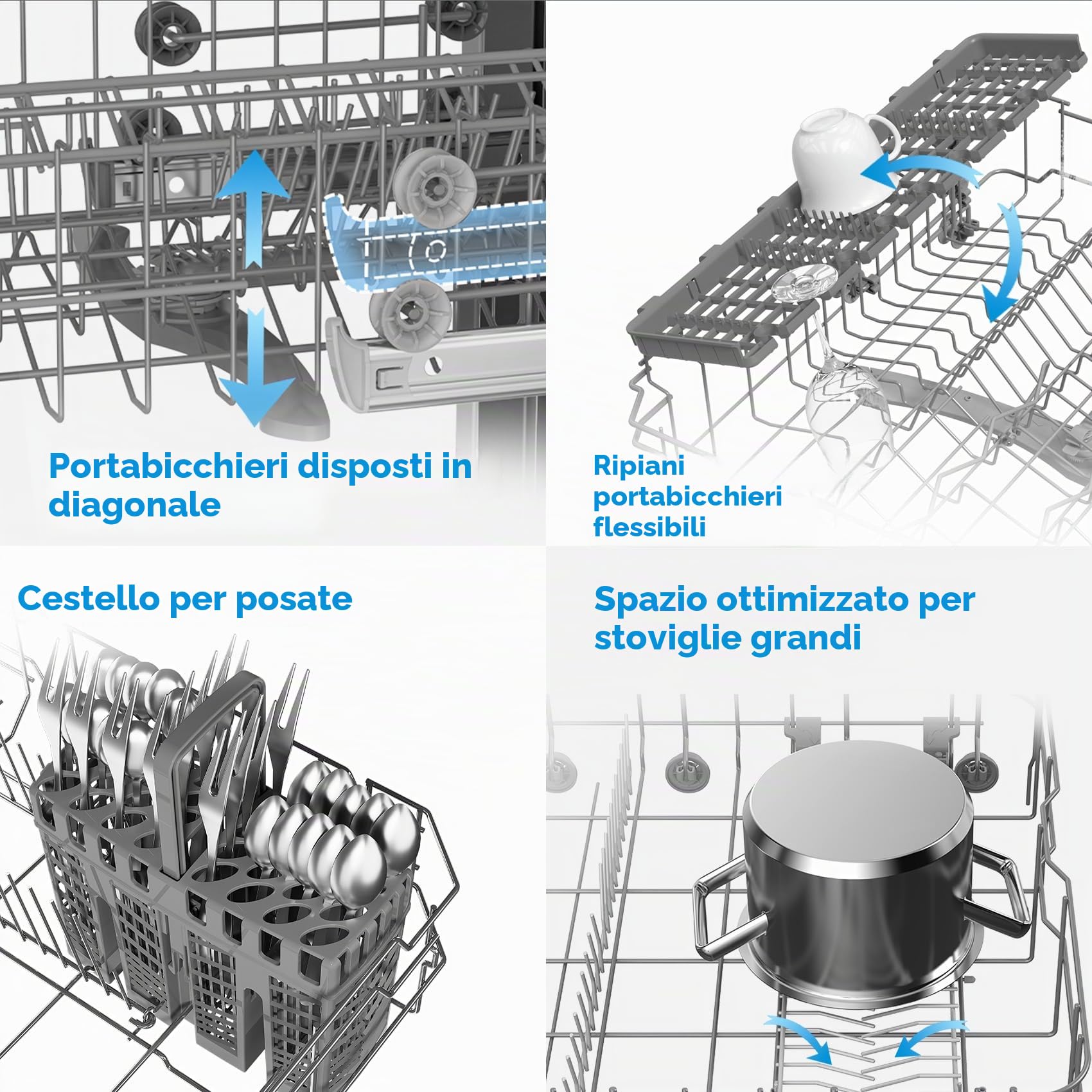 Midea SF 3.45NW PRO - Lavastoviglie da 45 cm, indipendente e da incasso, 9 coperti, lavastoviglie con Wi-Fi, 6 programmi, tempo di avvio 3/6/9h, 47 dB, bianco