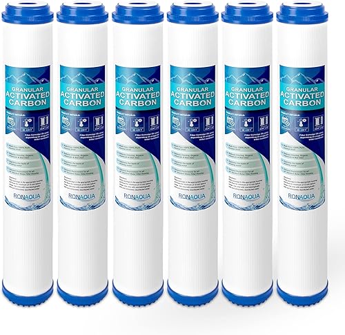 Filtro de agua de carbón activado granular de cáscara de coco estándar para toda la casa, 20 x 2.5 pulgadas, se adapta a carcasas de 20 x 2.5