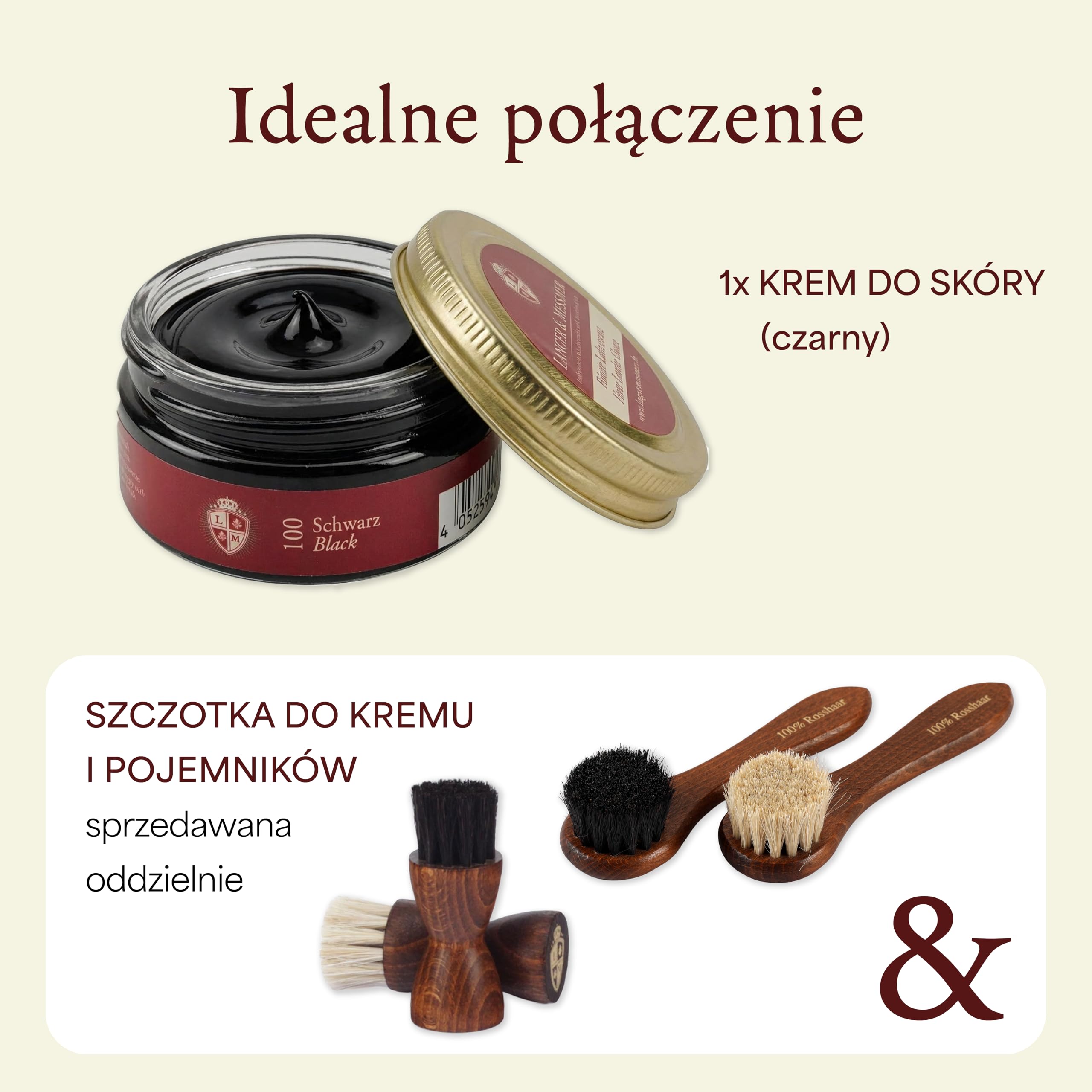 Langer & Messmer Krem do gładkiej skóry 50 ml, czarny | Wysokiej jakości pasta do pielęgnacji butów, do wszystkich butów z gładkiej skóry