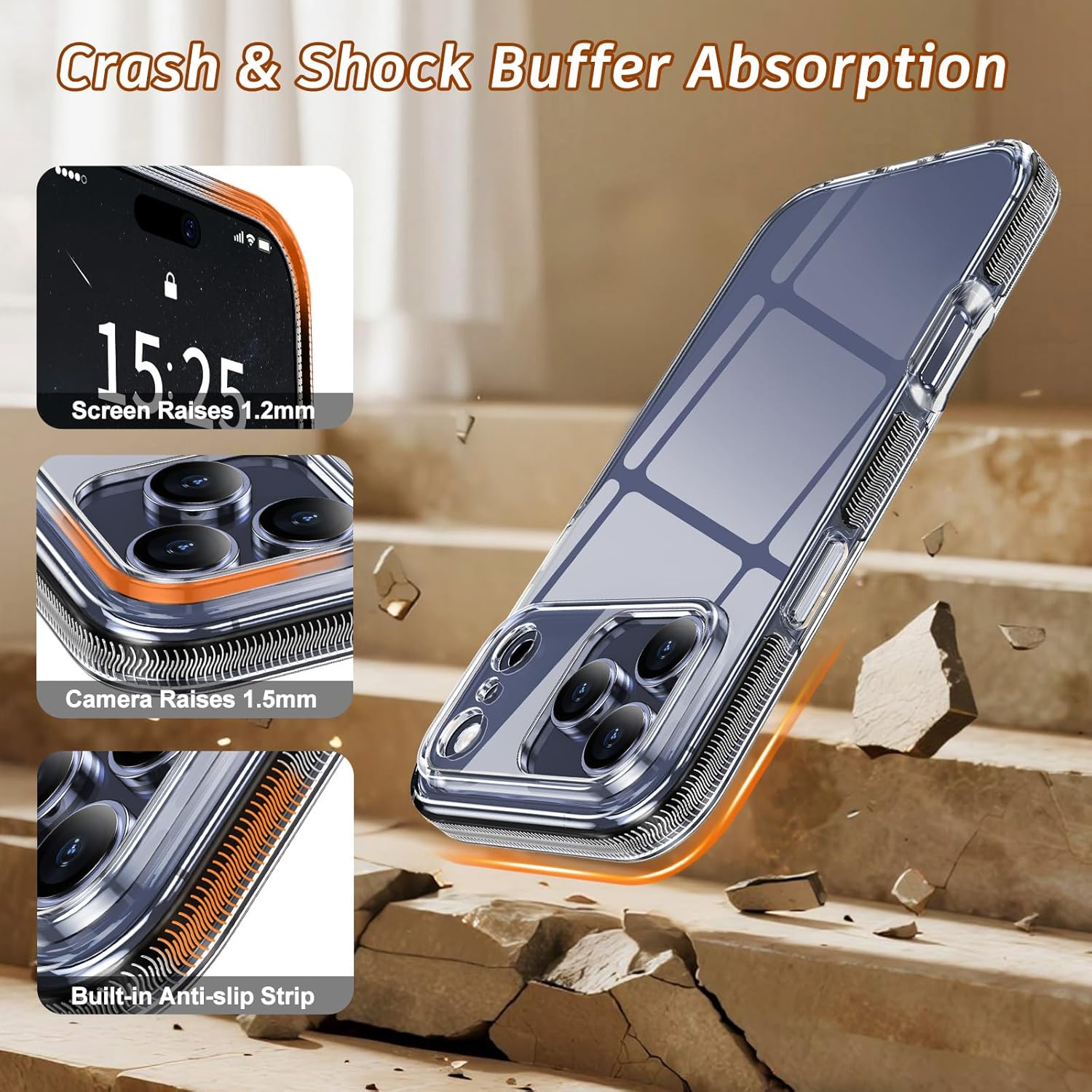 MILPROX for iPhone 17 Pro Max Clear Case 6.9 inch - Transparent Crystal Thin Slim Simple Design for Women Men Girls, Anti-Yellowing Anti-Slip Protective Shockproof Bumper Girly Phone Cover - Black - Image 5