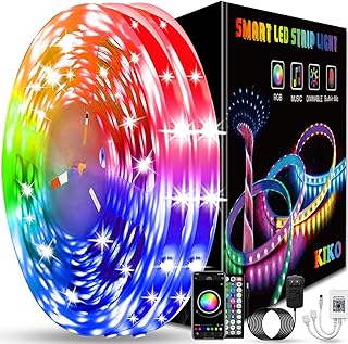 100ft LED Lights Room Decor, KIKO 30m Led Lights Strip for Bedroom Decoration Smart Color Changing Rope Lights SMD 5050 RGB Light Strips with Bluetooth Controller Sync to Music Apply for TV, Bedroom, Party and Home Decoration