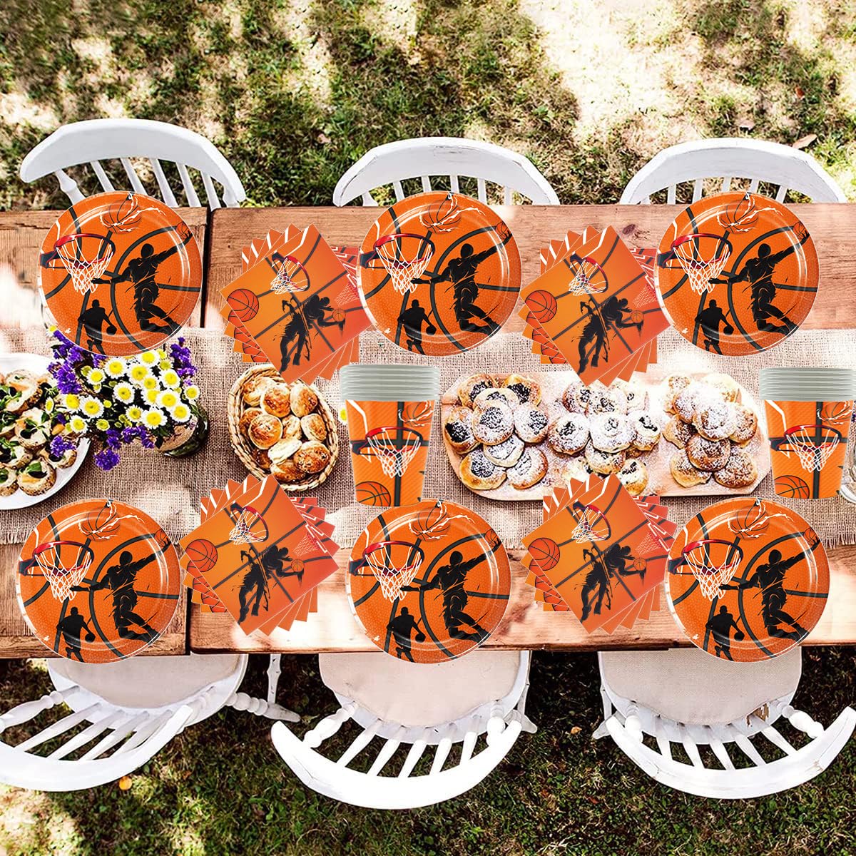 61 pezzi stoviglie per feste di basket, stoviglie per feste di compleanno per bambini, stoviglie a tema sportivo per baby shower e anniversari, per 20 persone