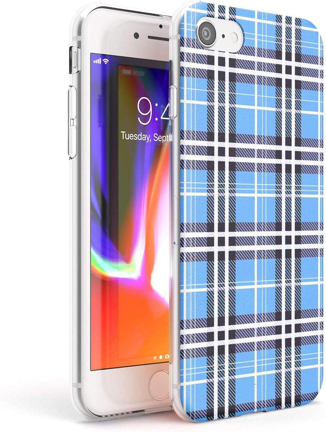 Designer Blue Plaid Slim Phone Case for iPhone 6 TPU Protective Light Strong Cover with Fashion Patterns Tartan Tweed Checked