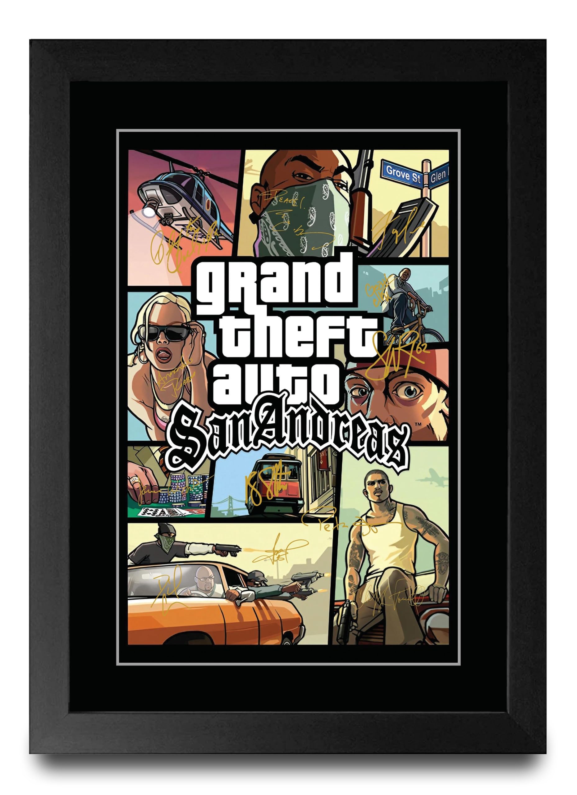 HWC Trading Grand Theft Auto San Andreas Gifts Printed Signed Autograph Picture for Video Game Fans and Gamers (ID-003171) - A4 Framed Print