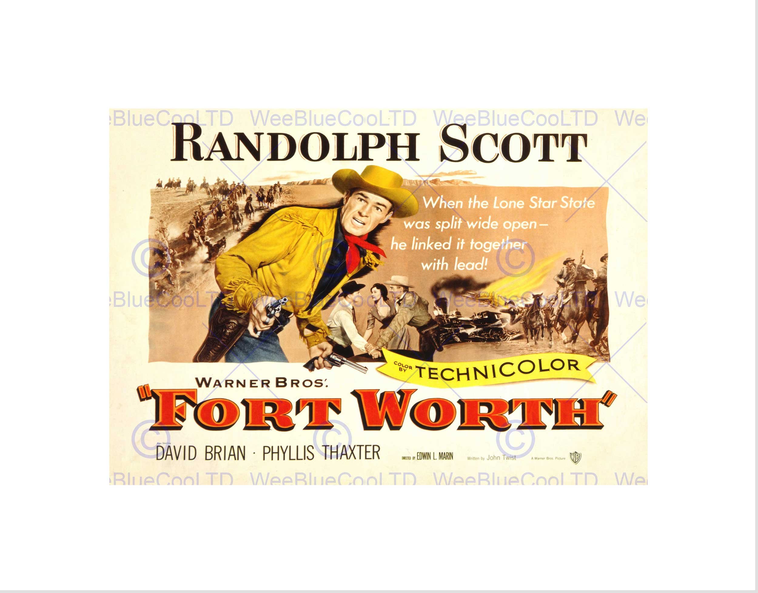 Wee Blue Coo Ad Movie Film Fort Worth Randolph Scott Cowboy Western Texas Art Wall Art Print