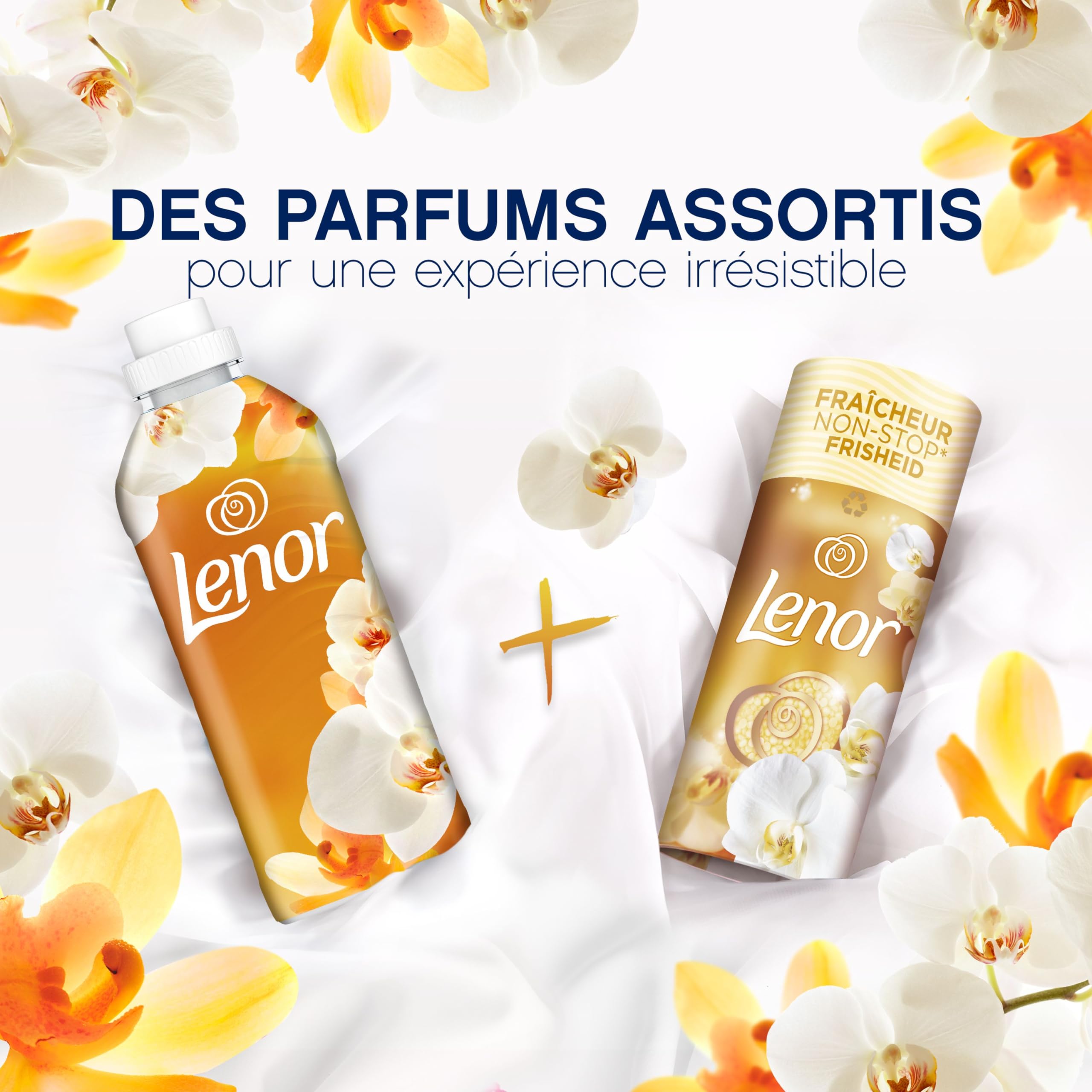Lenor Suavizante de telas 56 lavados, Ámbar y Orquídea, Colección Bienestar, Con Una Ala Aceite Esencial
