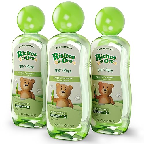 Ricitos de Oro Bio-Pure Champú para bebé, fortalece el cabello, añade brillo y suavidad, fórmula sin desgarros, incluye vaso de sonajero, uso diario