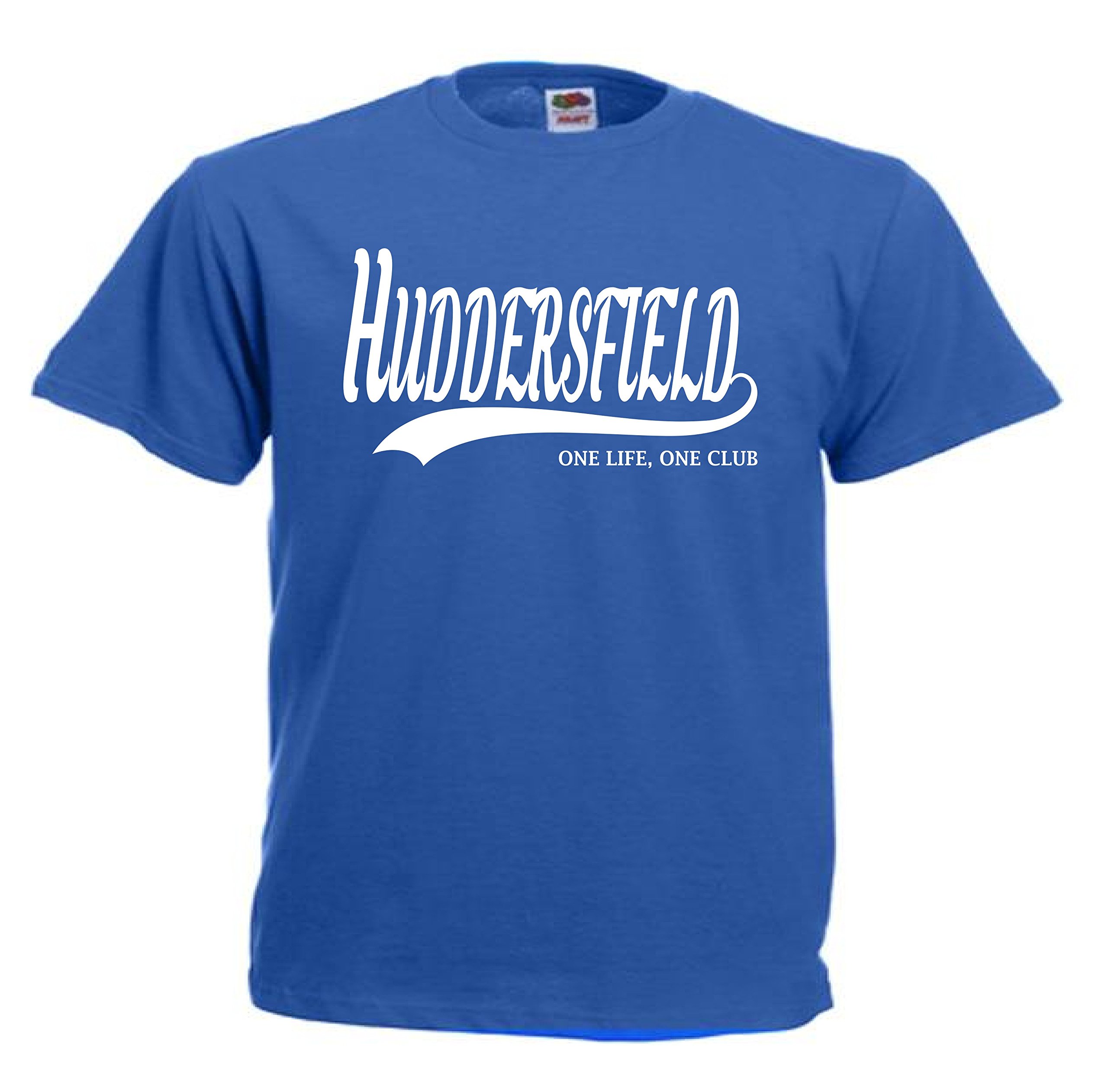 All About The Print Men's Blue Huddersfield Football Gift - One Life One Club Idea T-Shirt Present F26 (Adult Xxl, )