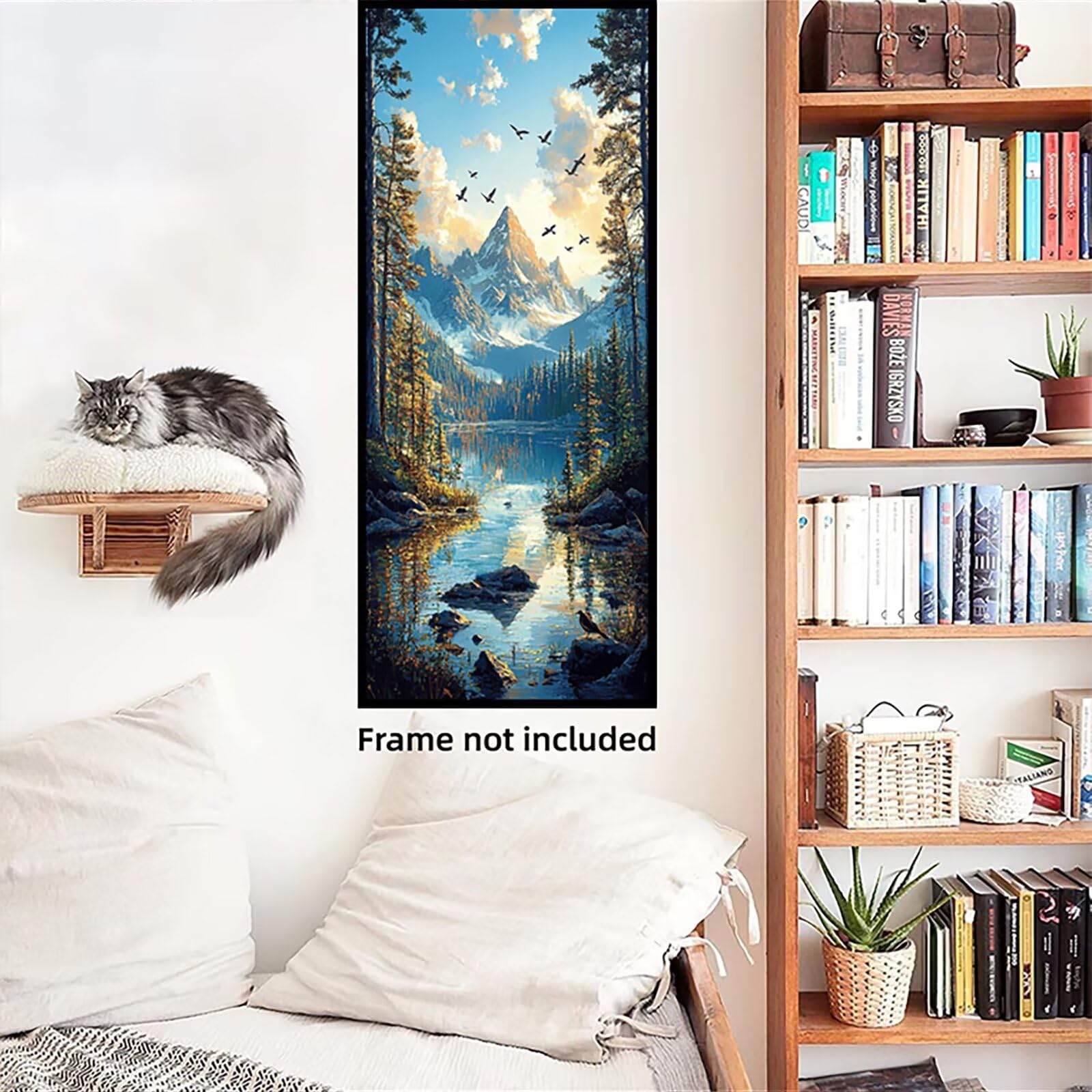 Malen Nach Zahlen 50x150cm Leinwand Fuji-Berg Malen Nach Zahlen Erwachsene mit Ohne Rahmen, DIY Kreativ Set für Erwachsene mit Pinseln und Acrylfarbe, Zimmer Deko Wald Landschaft Geschenk, P0M-872