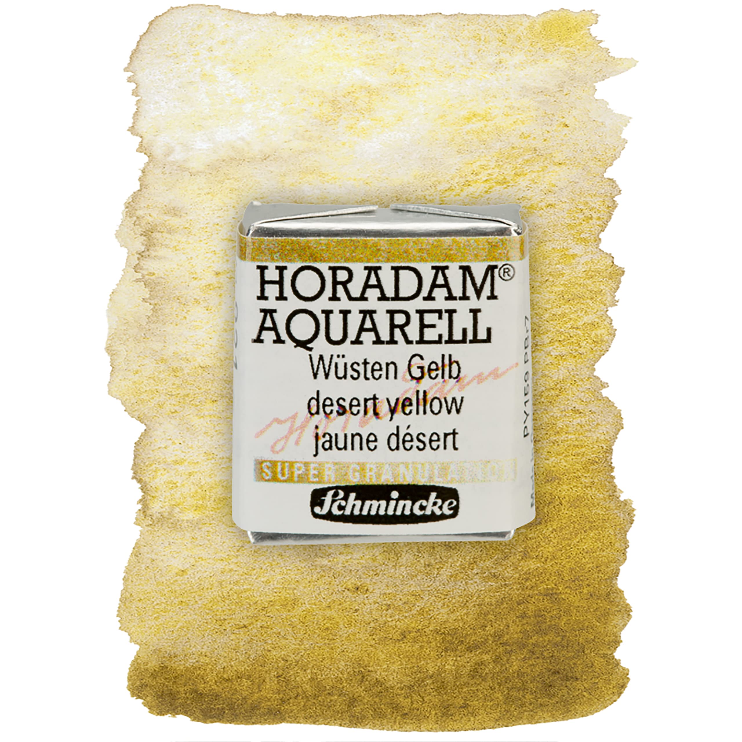 Schmincke - HORADAM® AQUARELL, Super Granulation, 14 921 044 Desert Yellow, 1/2 pans, very strong granulating colors, finest, super-granulating watercolors