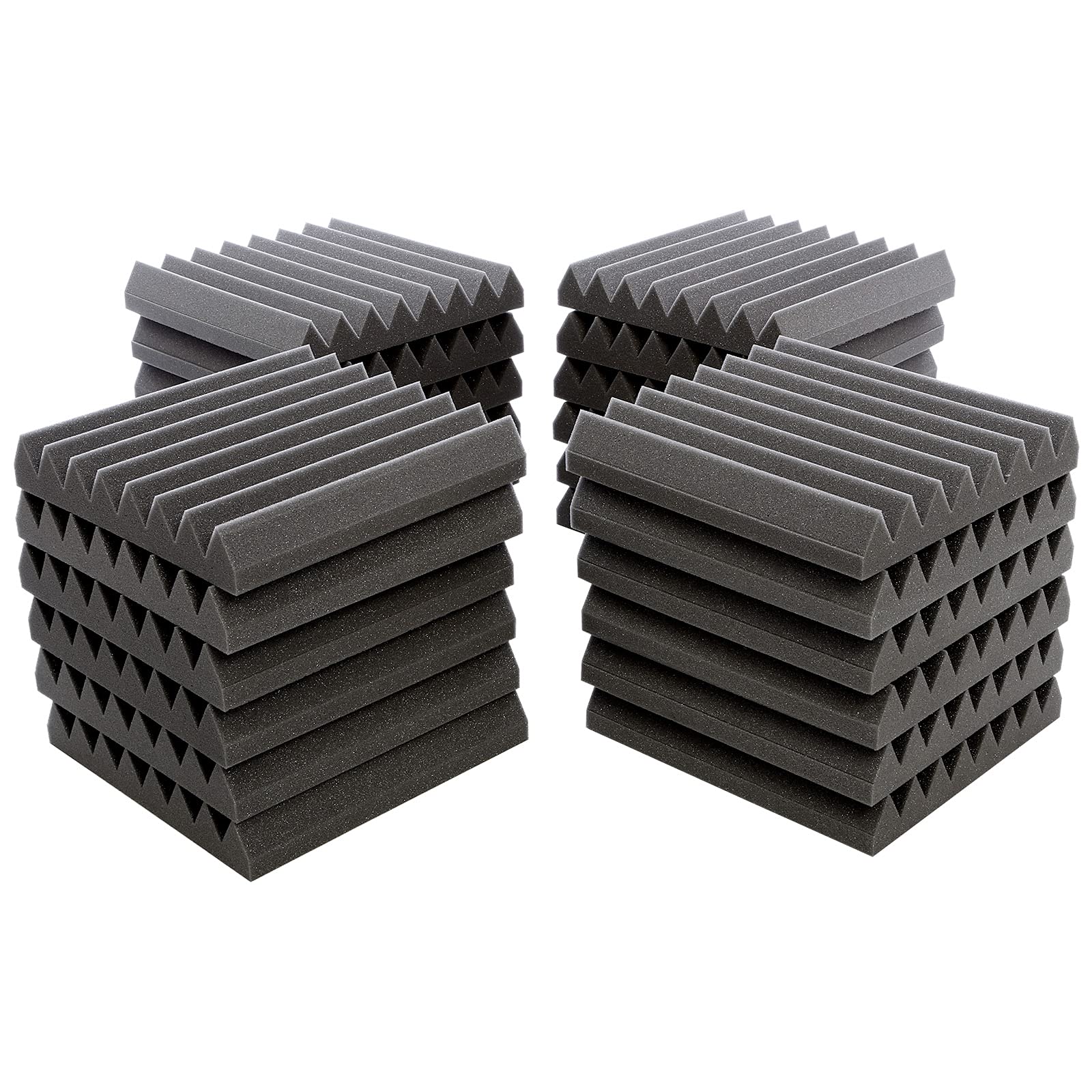 24 Pack, 50mm Thick SoundFix Acoustic Foam Tiles, Red, Blue or Grey, Acoustic Treatment for Recording Studios, Podcasts, YouTubers, Gaming, Streamers (Studio Grey)
