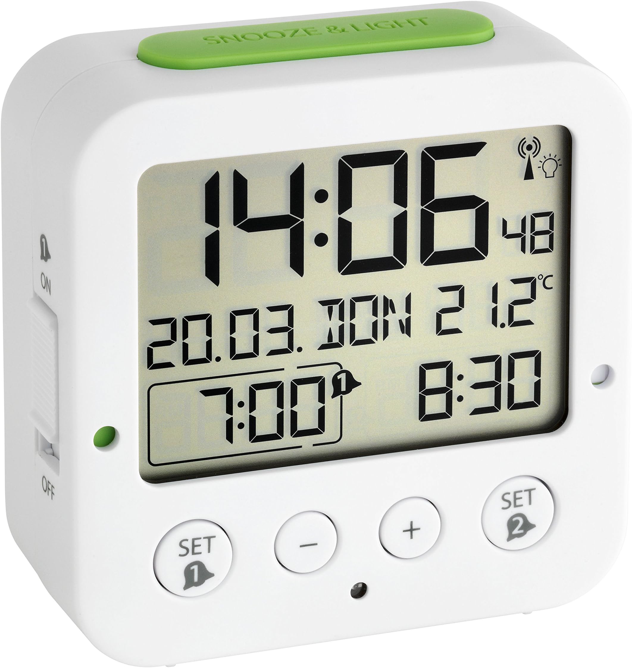TFA Dostmann Analogue Alarm Clock, 60.1021.04, Retro-Design, Non Ticking, Battery Operated, Green, (L) 87 x (B) 55 x (H) 90 mm : Buy Online at Best Price in KSA - Souq is now