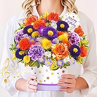 Vista 16 de Tarjetas de cumpleaños con música y luces, tarjeta desplegable de feliz cumpleaños, girasol y mariposa, ramo de flores de tamaño real de 10