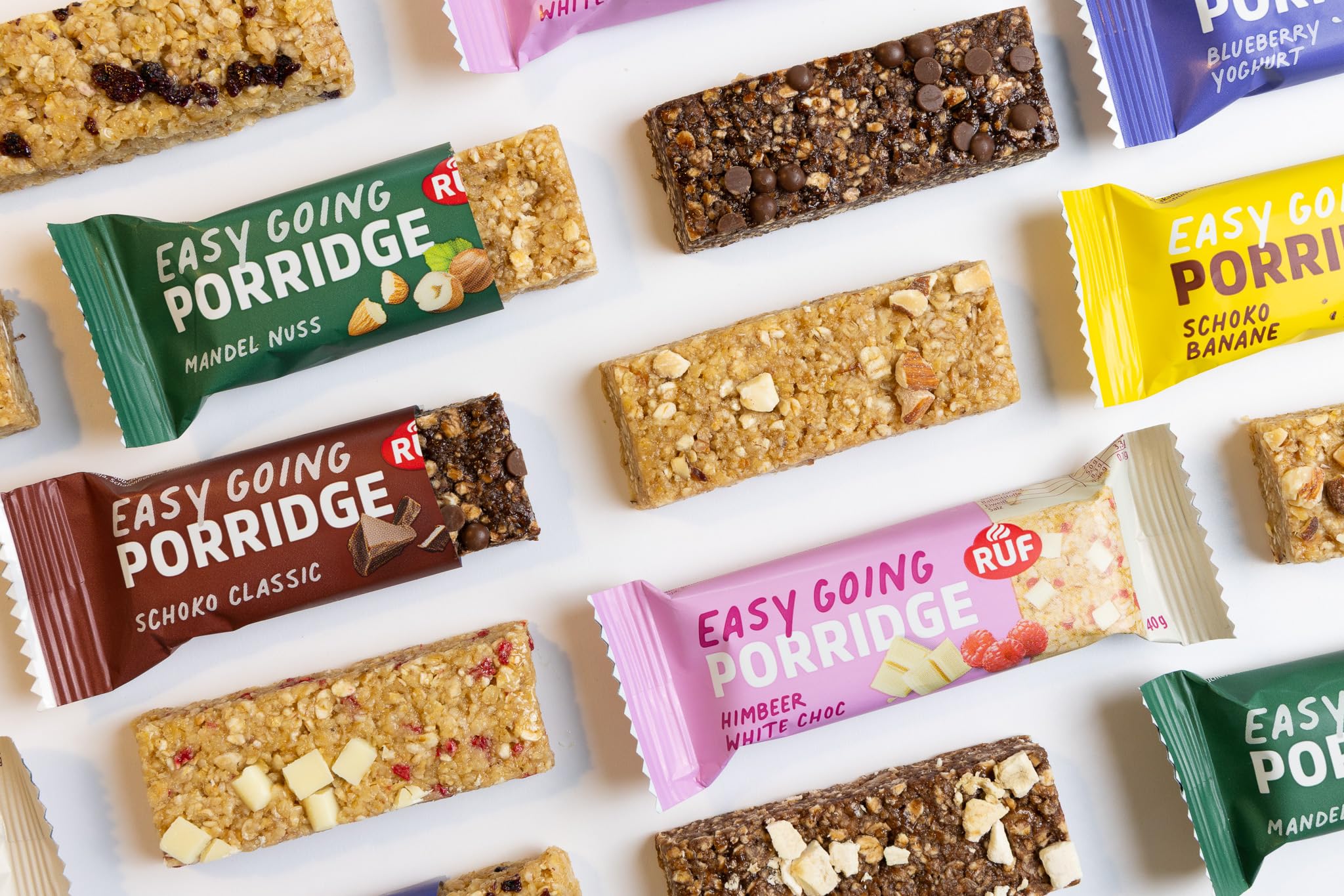 RUF Easy Going Porridge Riegel Probier Set (18 Stück), Müsliriegel aus Vollkornhaferflocken in 6 abwechslungsreiche Sorten, der ideale Snack To Go