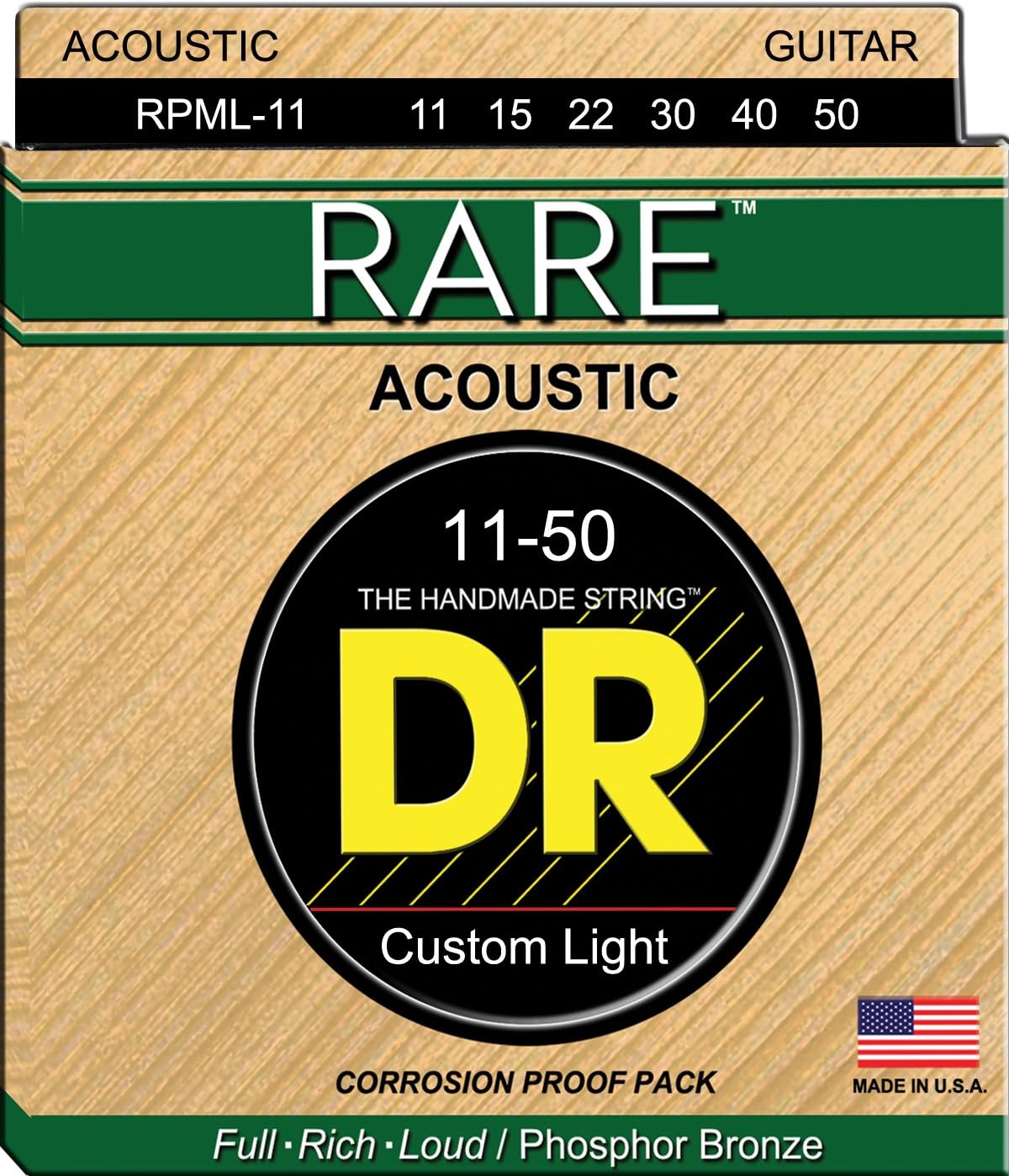 DR Strings Rare - Phosphor Bronze AcousticHex Core 11-50 (RPML-11)