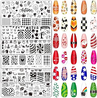 Whaline 6Pcs All Holiday Nail Art Plates Valentines StampTemplates Set W...