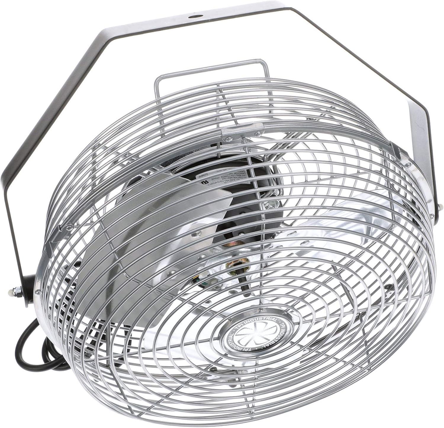 TPI U-12-TE Wall Mount Heavy Duty Ceiling Barn Fan for Garage, Shop, Workstation, Patio, 12" High-Velocity Commercial Indoor/Outdoor Fan, 1/12 Hp