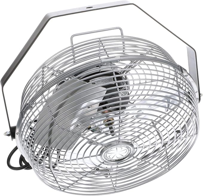 Ventilador de techo montado en pared TPI U-12-TE de alta resistencia para garaje, taller, estación de trabajo y patio, ventilador comercial interior/exterior de alta velocidad de 12", 1/12 Hp miniatura 8