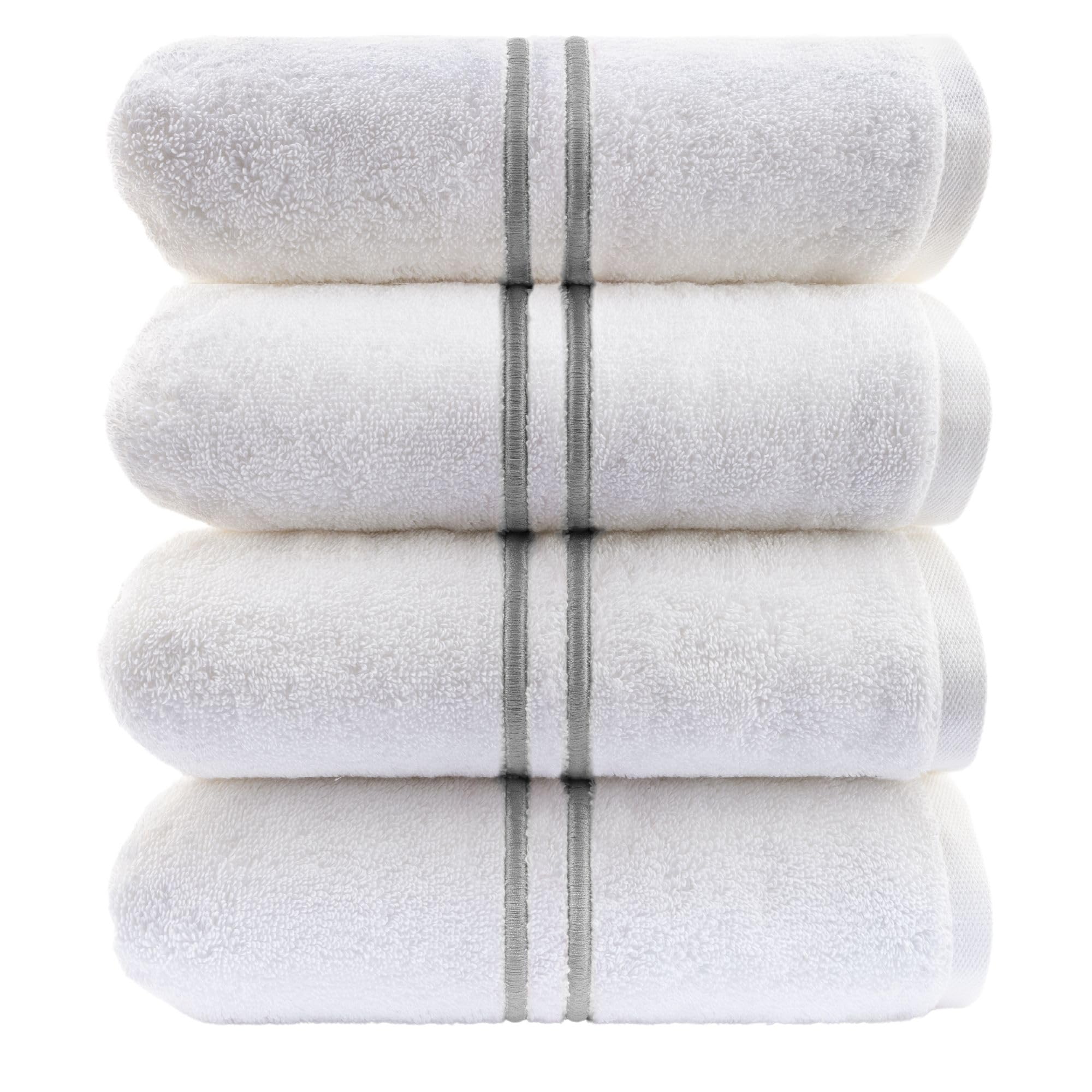 Maisonette Loft Baratta Egyptian Cotton Turkish Bath Towels, Soft & Absorbent, Ideal Quick Dry Large Bathroom Towel Set for Shower (30" x 58", 4 Pack)