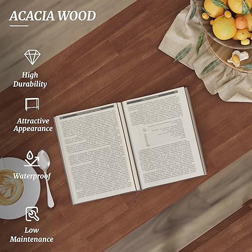 Miniatura 4 de Juego de mesa y sillas de bar de 38 pulgadas, mesa de pub de madera de acacia con 2 taburetes, juego de mesa rectangular de altura de mostrador para