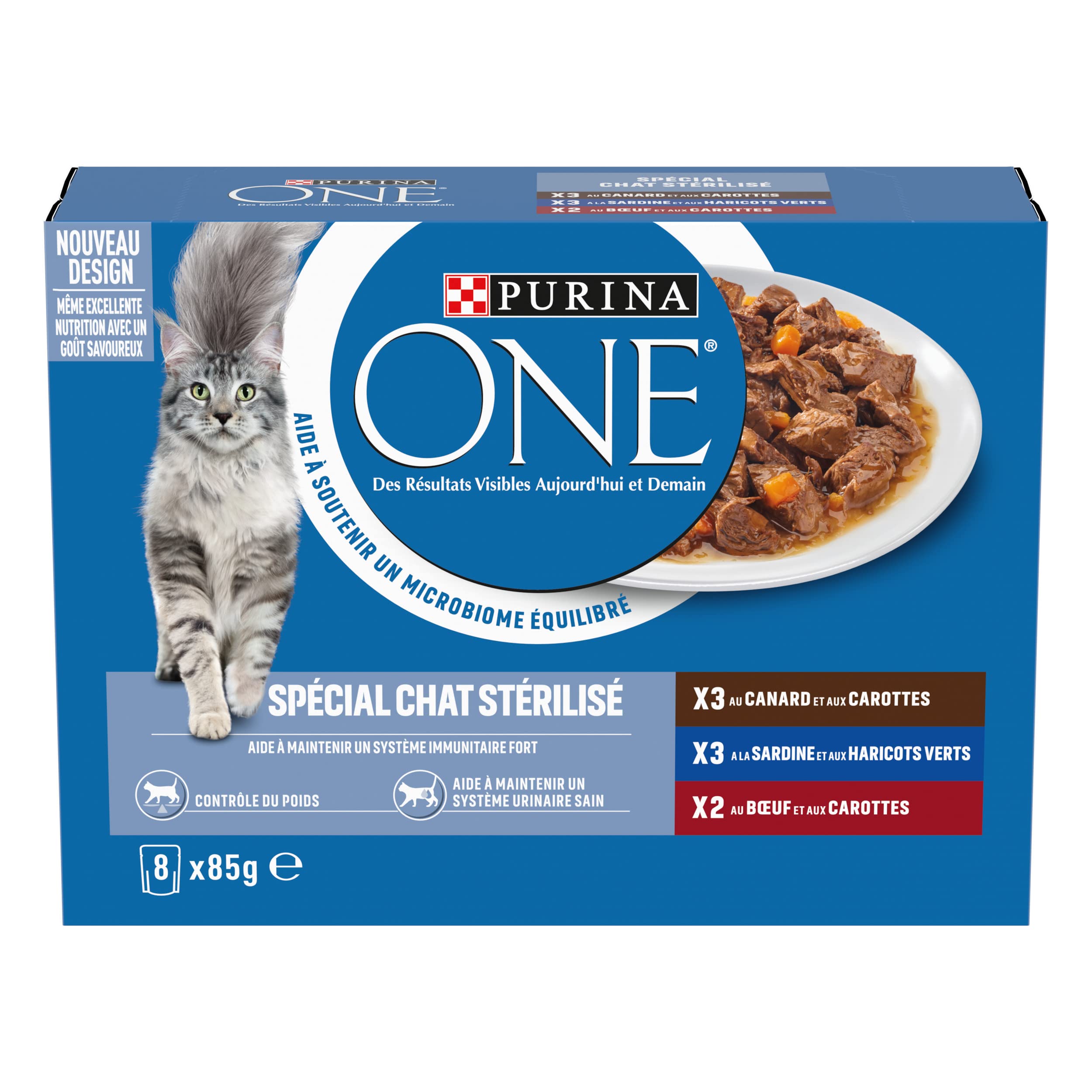PURINA ONE STERYLIZOWANY KOT OPAKOWANY Sos Sardynka Kaczka Wołowina 8X85g
