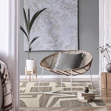Couristan 8 x 10 Hand-Tufted Wool Rug - Banquo Indoor Abstract Wool Area Rug with Geometric Design, Eco-Friendly Fibers, Stain-Resistant, Soft Low-Maintenance Decor for Living Room Bedroom or Office