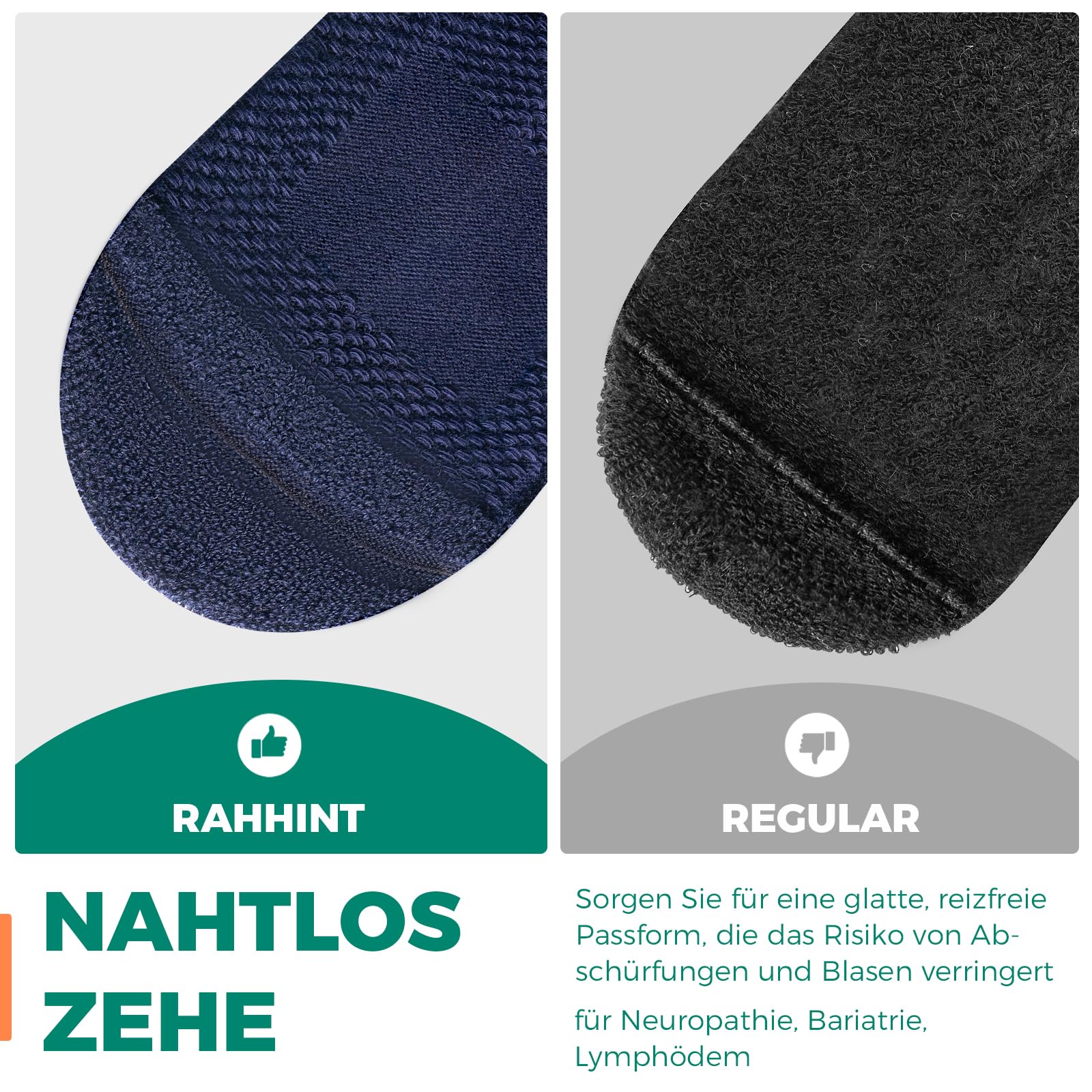 Rahhint Lana Merino Calze Diabetici 3 Paia, Calze in Bamboo senza Elastico senza Cucitura per Uomo & Donna