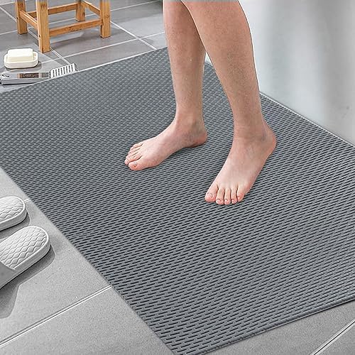 MINUPWELL Tapete de ducha extra grande para ducha interior, 58 x 31 pulgadas, antideslizante, de secado rápido, tapete de baño de PVC suave, tapete