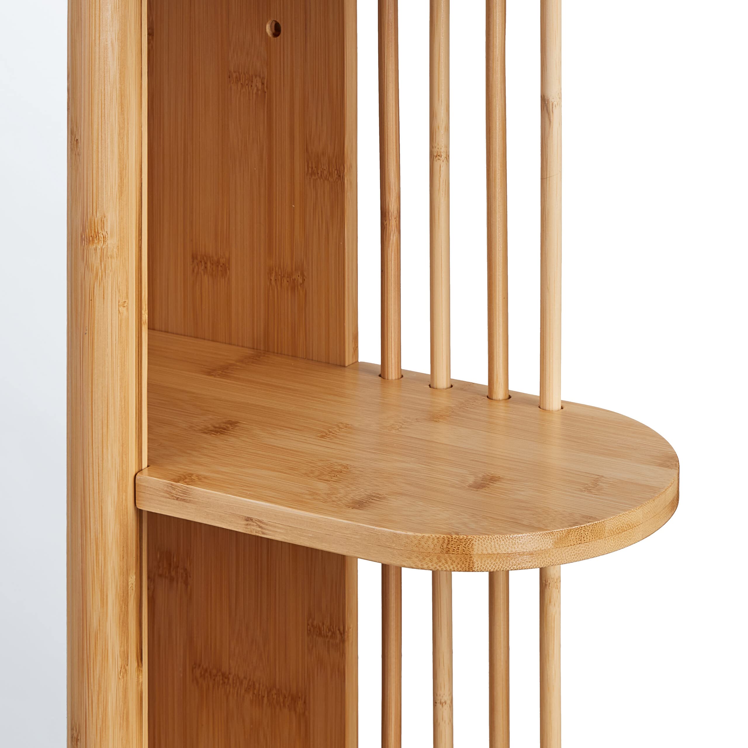 Relaxdays Mueble de Baño con Espejo de Bambú, 2 Compartimentos Semiabiertos, 53 x 62 x 20 cm, Armario Colgante, Natural