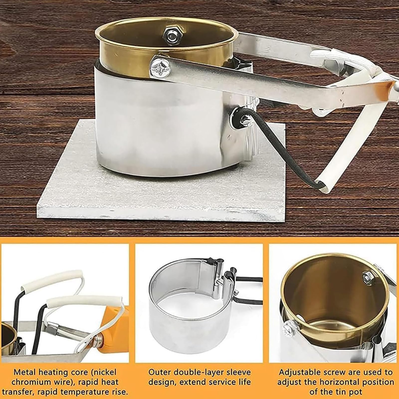 Crogiolo Elettrico per Piombo, Forno di Fusione per Stagno da 3000 G, Crogioli da 380 W per Fusione di Metallo, Intervallo di Temperatura 150-450 ℃, Kit Crogiolo per Piombo per Stampi per Pesi