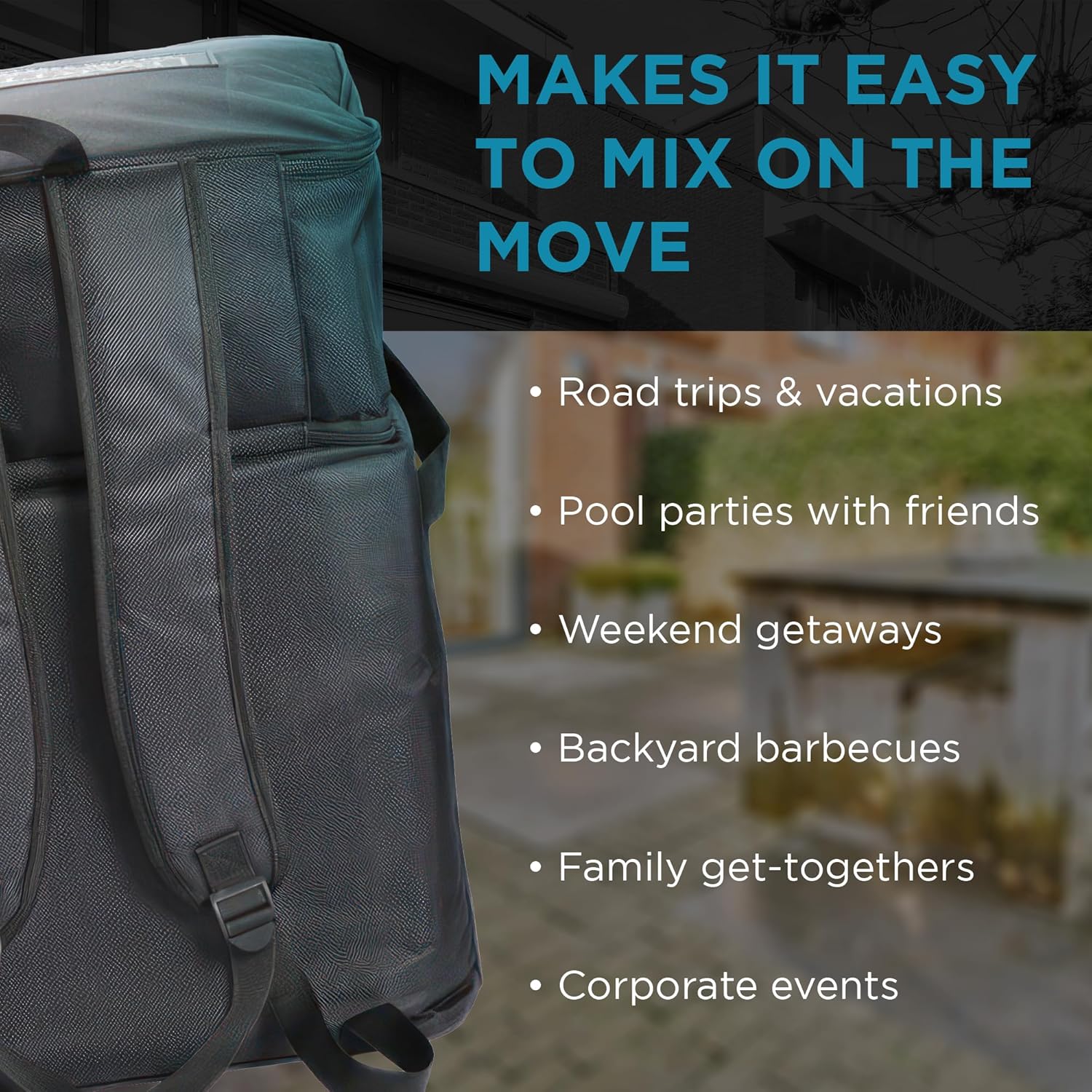 Bartesian Padded Travel Bag for Cocktail Maker and Capsules - Heavy Duty Organizer Backpack for Cocktail Machine with Leak-Proof Ice Compartment - Protective Traveling Cocktails Storage Tote Bag