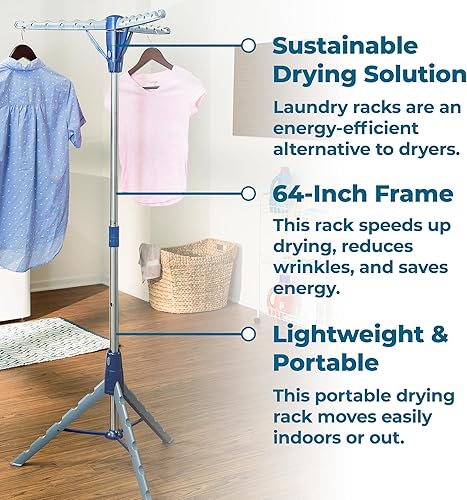 Miniatura 4 de Honey-Can-Do Tendedero de ropa para trípode color azul