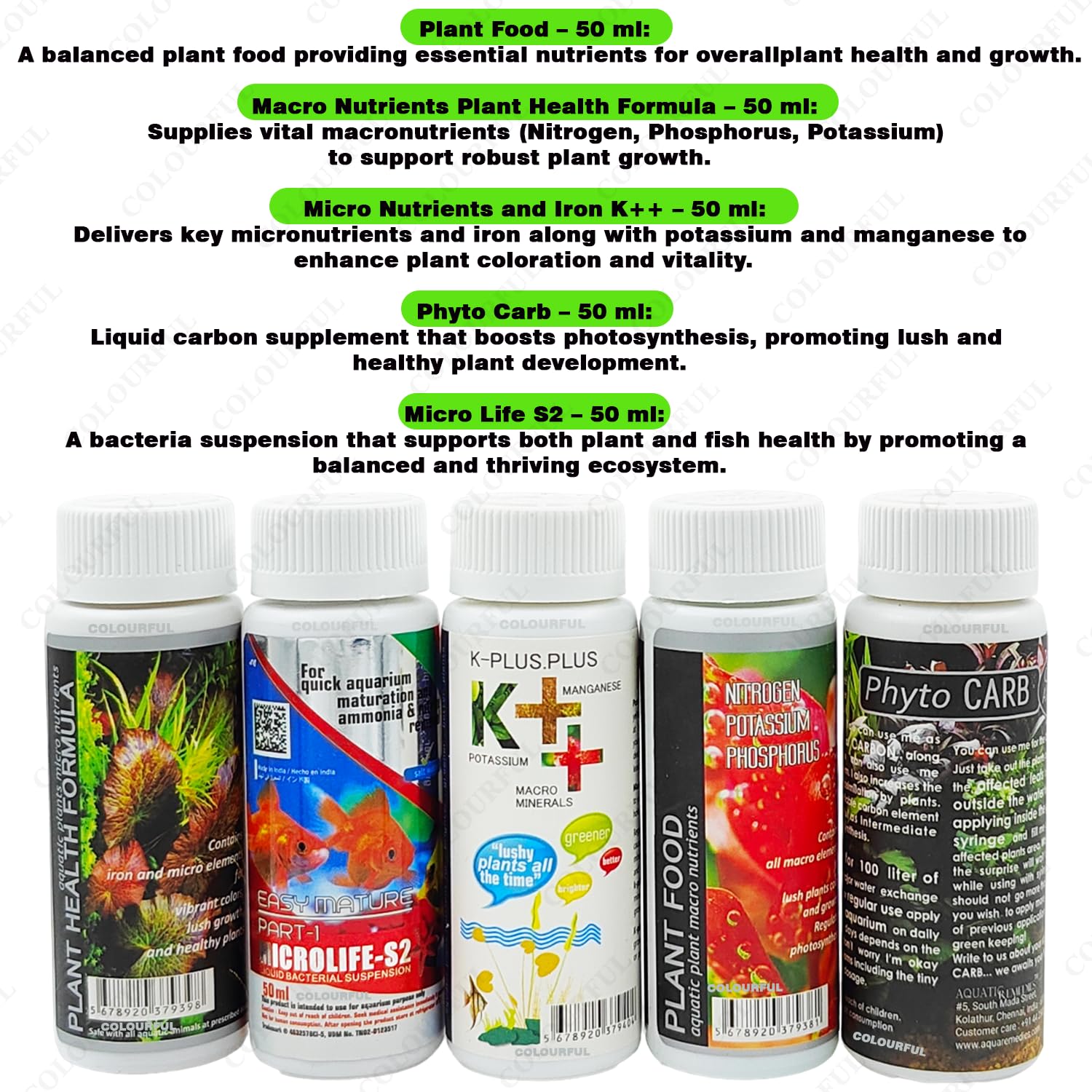 COLOURFUL - Planted Aquarium Black Soil Substrate Aqua Soil for Fish Tank | Live Planted Aquarium | Seeds and Plant Fertilizers (3Kg Soil + Carpet Plant Seeds Big + 5 in1 Plant Fertilizers Medicine)