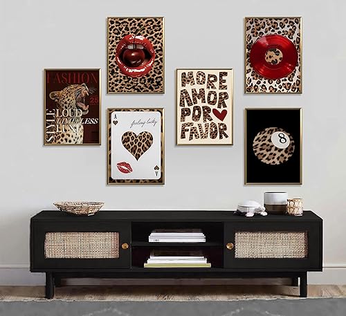 Miniatura 3 de 6 impresiones artísticas de pared de leopardo de la suerte de leopardo de 8 bolas, póster de Ace of Hearts, Spades Poker Impresiones en lienzo