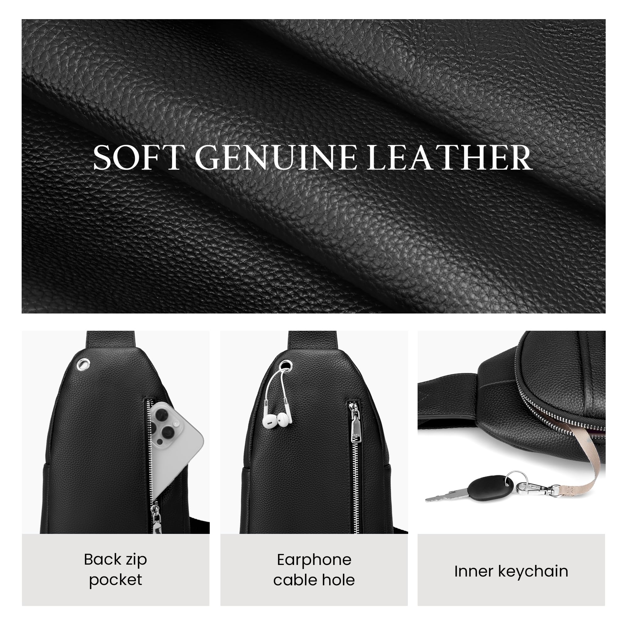 befen Kleine Umhängetasche aus echtem Leder für Damen, Diebstahlschutz, Brusttasche, Geldbörse mit integrierter RFID-Geldbörse