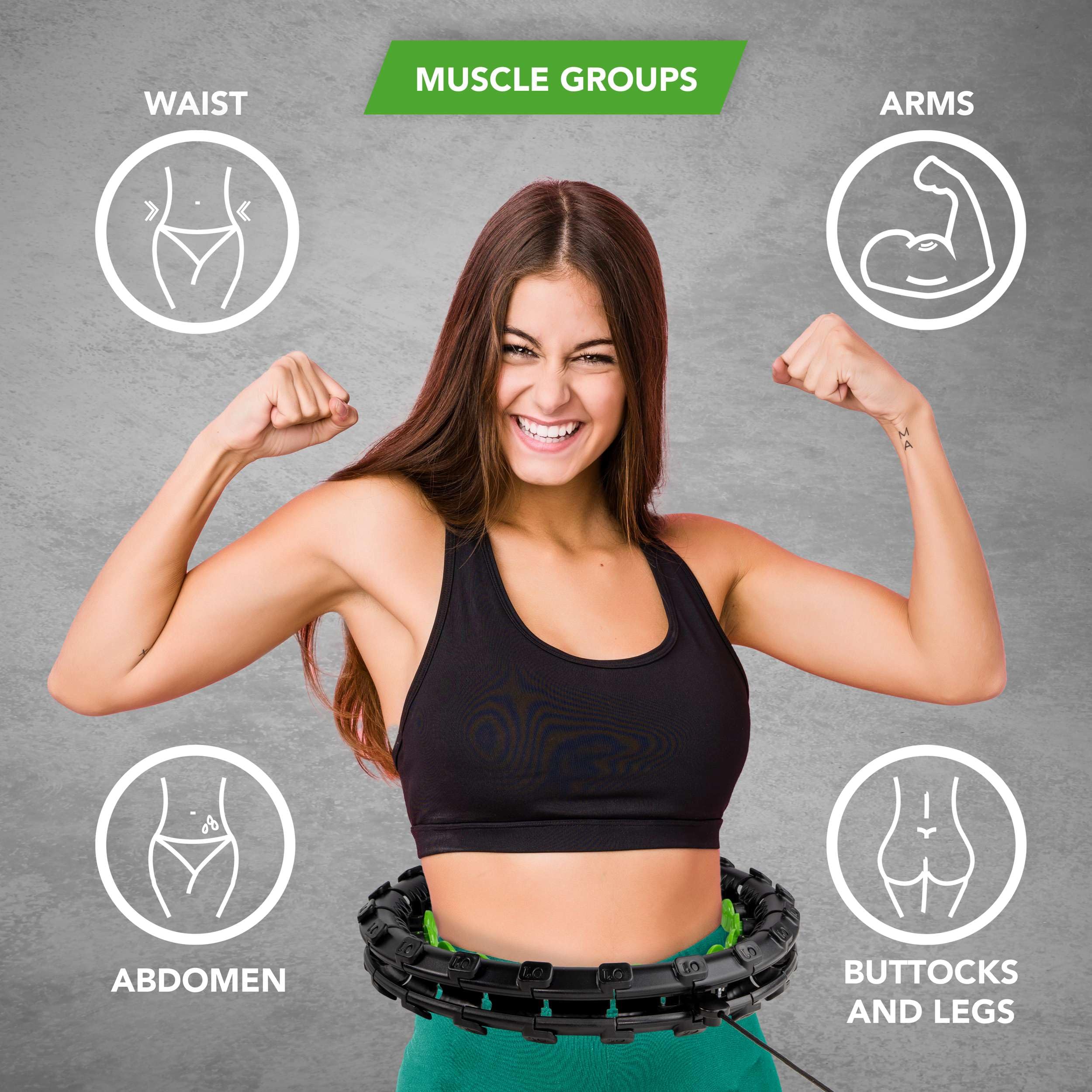 Tunturi Hula Hoop, hula hop dla dorosłych i początkujących, regulowana obręcz hula hop do utraty wagi i fitnessu