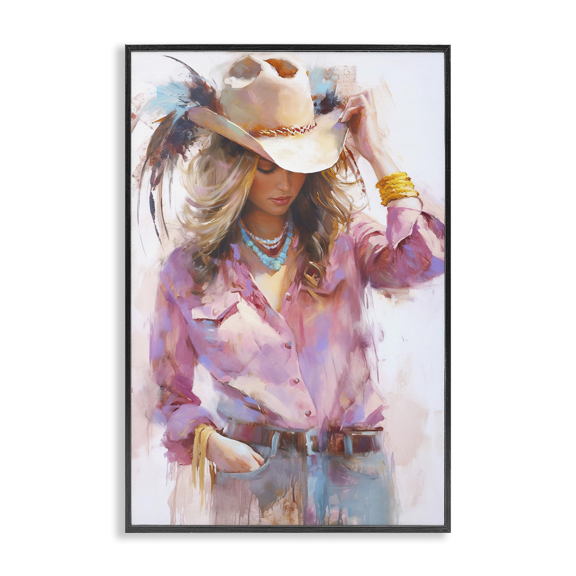 Stupell Industries 'Cowgirl Hat Reflections', Framed Giclee Art, Black, 20 x 30 Inches, Easy to Hang and Sturdy, Made in USA, by Tina LeCour