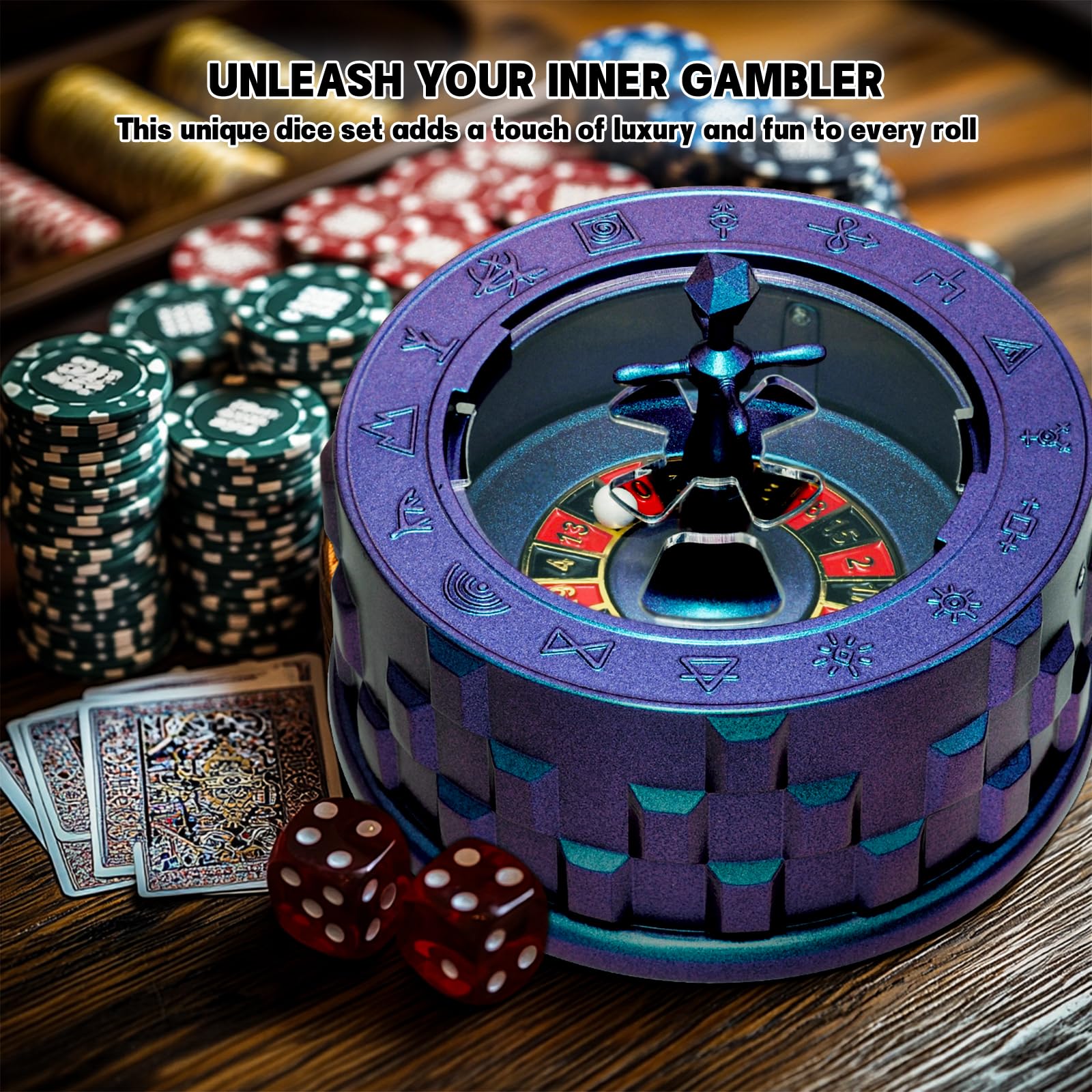 CZYY Set di dadi rotanti in metallo, 7 in 1, gadget da scrivania, fantastici dadi per giochi di ruolo, regalo e accessori per DND, giochi di ruolo da tavolo, colore viola