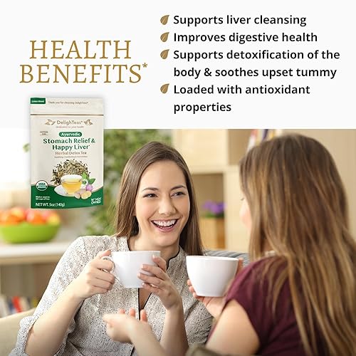 Miniatura 8 de DelighTeas Té orgánico de desintoxicación del hígado con tetera de vidrio  Cardo lechero ayurvédico de hojas sueltas, hinojo, té de jengibre para la