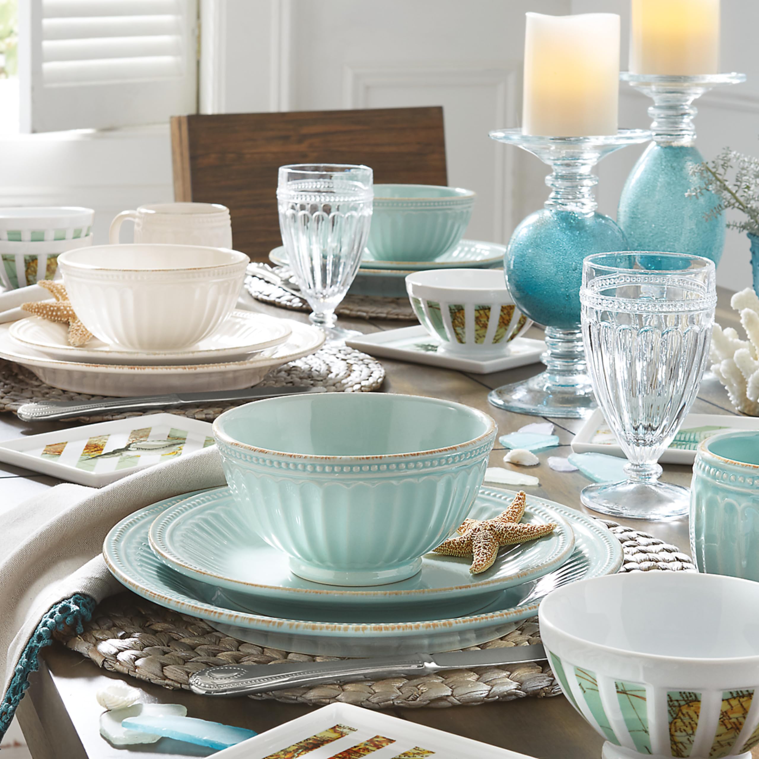 Lenox 856878 French Perle Groove Ice Blue 4Pc Place Set